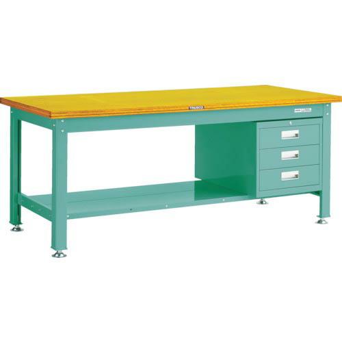 TRUSCO 中荷重作業台(2000kg)DW型 1800X750XH740 3段引出付 グリーン色...