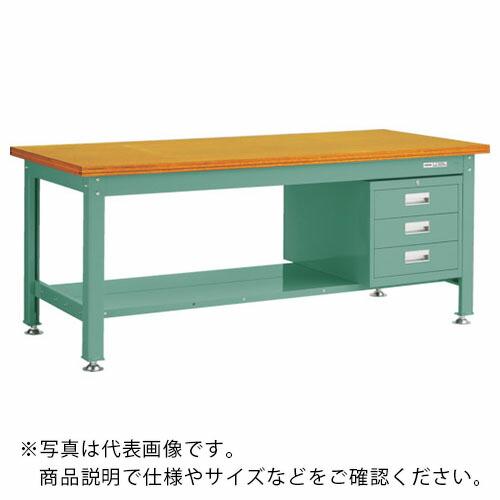 TRUSCO 中荷重作業台(2000kg)DW型 1800X900XH740 3段引出付 グリーン色...