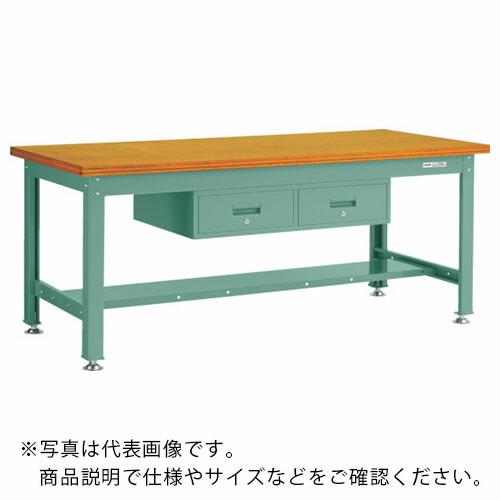 TRUSCO 中荷重作業台(2000kg)DW型 1800X900XH740 2列引出付 グリーン色...