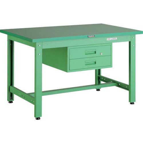 TRUSCO 中荷重作業台(800kg)GW型 900X600XH740 2段引出付 ヤンググリーン...