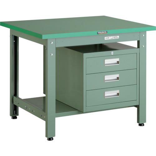 TRUSCO 中荷重作業台(800kg)GW型 900X750XH740 3段引出付 グリーン色 (...