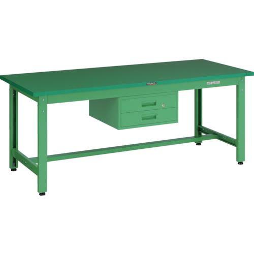 TRUSCO 中荷重作業台(800kg)GW型 1800X750XH740 2段引出付 ヤンググリー...