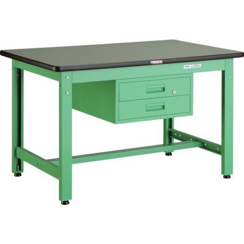 TRUSCO 中荷重作業台(800kg)GW型 900X600XH740 2段引出付 ヤンググリーン...