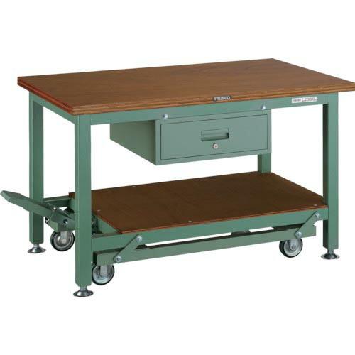 TRUSCO 重荷重作業台移動式(3000kg)TWC型 1200X750XH740 1段引出付 グ...