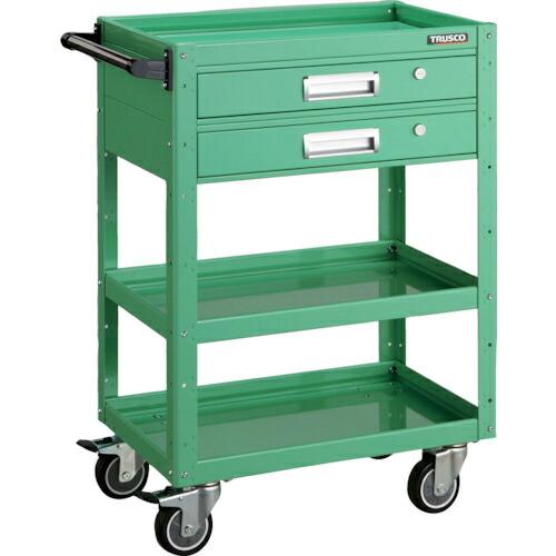 TRUSCO ツールワゴン イーグルワゴン 600×400 2段引出付 ウレタン4輪自在 ヤンググリ...