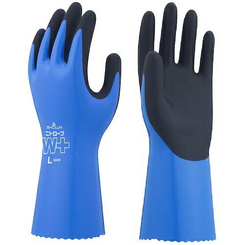 SHOWA ニトリルゴム手袋 NO378Plus ニトローブW+ 左手2本 ブルー Sサイズ  ( ...