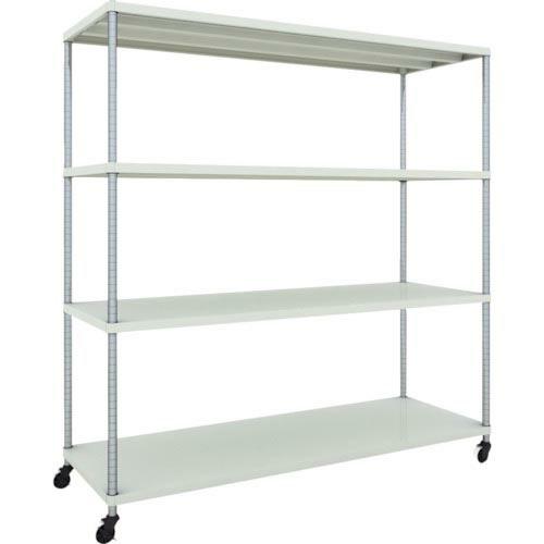 TRUSCO スチールラック フェニックスラック 1800X600 4段 U車輪付 W色 抗菌粉体塗...