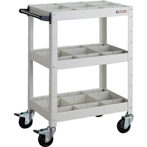 TRUSCO ツールワゴン バーディワゴン 600X400XH880 深3段 仕切板付 ホワイト (...