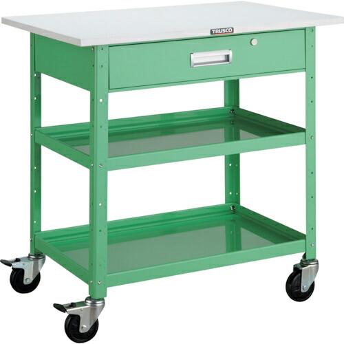 TRUSCO ツールワゴン バーディワゴン 750X500 天板 深型1段引出付 ヤンググリーン (...
