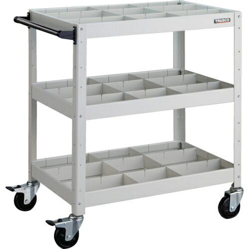 TRUSCO ツールワゴン バーディワゴン 750X500XH880 深3段 仕切板付 ホワイト (...