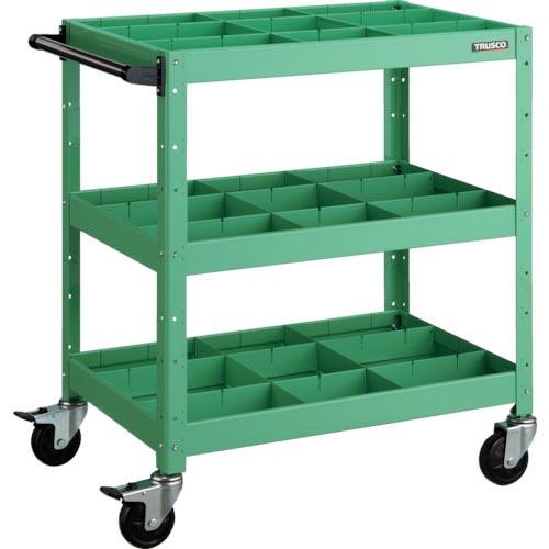 TRUSCO ツールワゴン バーディワゴン 750X500XH880 深3段 仕切板付 ヤンググリー...