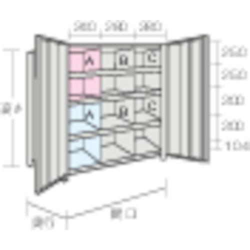 TRUSCO スチールラック 軽量棚両開扉・仕切付 875X383X1200 3列4段 ネオグレー ...