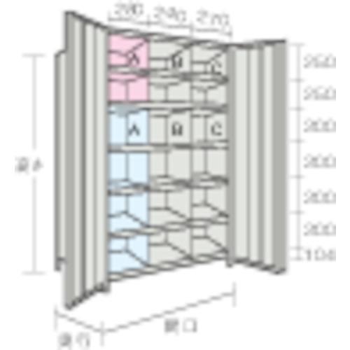 TRUSCO スチールラック 軽量棚両開扉付 875X383XH1800 7段 ネオグレー ( 63...