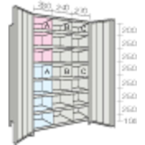 TRUSCO スチールラック 軽量棚両開扉付 875X383XH1800 8段 ネオグレー ( 63...