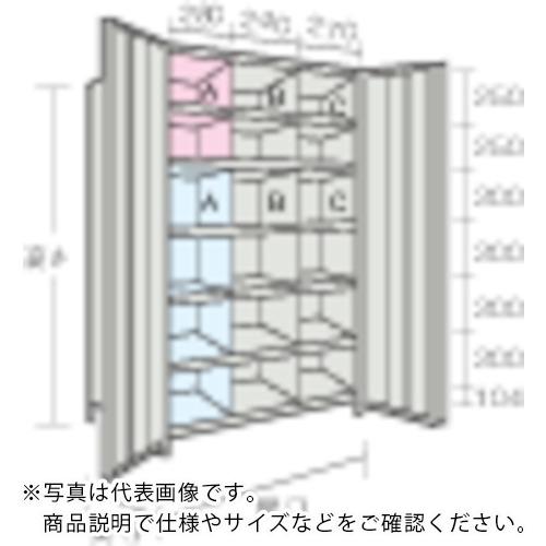 TRUSCO スチールラック 軽量棚両開扉・仕切付 875X533X1800 3列6段 ネオグレー ...