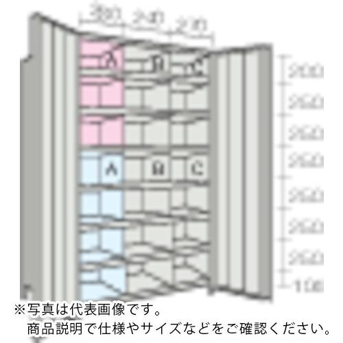TRUSCO スチールラック 軽量棚両開扉・仕切付 875X533X1800 3列7段 ネオグレー ...