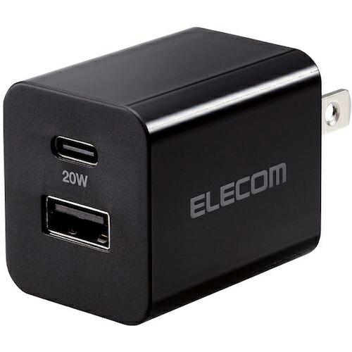 エレコム AC充電器 USB PD準拠 20W USB-C1ポート USB-A1ポート ブラック  ...