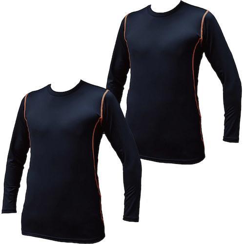 岡潮 超吸汗速乾・冷感シャツ コンプレッション長袖 ブラック LL お得な洗い替え2枚セット ( 2...