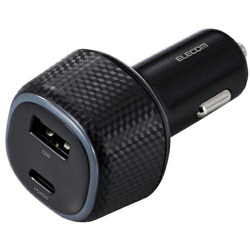 ELECOM シガーチャージャー 合計57W USB PD45W+12W Type-C×1 USB-...