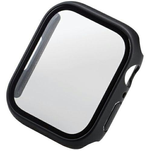 ELECOM AppleWatch8/7 45mm用フルカバーケース プレミアムガラス ゴリラ 高透...