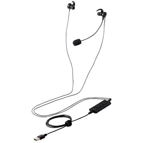ELECOM 有線イヤホンヘッドセット デュアルマイクノイズリダクション USB-A 両耳 ブラック...