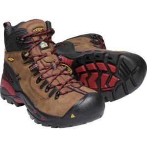 KEEN カーボン先芯入り防水ワークブーツ シーエスエー ハミルトン カーボン ウォータープルーフ バイソン/ジェスターレッド 26.5cm ( 1020096-265 )