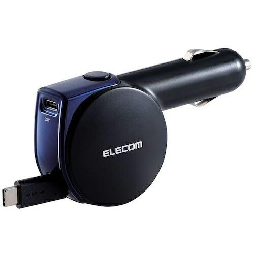 ELECOM シガーチャージャー 最大35W USB-Cケーブル 巻取式リールタイプ 90cm US...