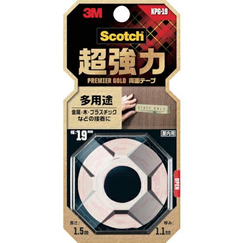 【SALE価格】3M スコッチ 超強力両面テープ プレミアゴールド 多用途 19mm×1.5m ( ...