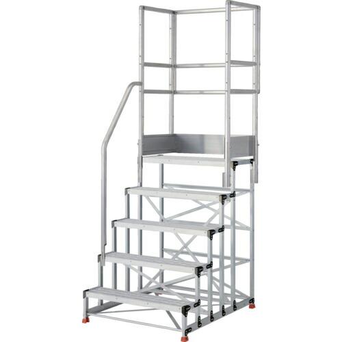 TRUSCO アルミ製作業用踏台 グレーチングタイプ 5段 高さ1.5m 天板寸法1000×400 ...