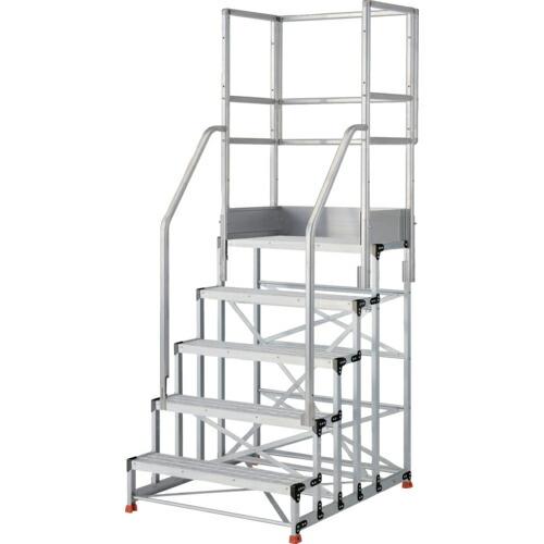 TRUSCO アルミ製作業用踏台 グレーチングタイプ 5段 高さ1.5m 天板寸法1000×400 ...