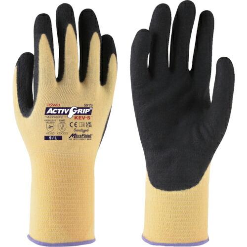 トワロン まとめ買い 耐切創手袋 アクティブグリップアドバンスKEV-S 9/L (12双入) ( ...