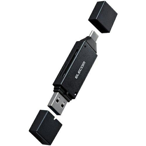 ELECOM メモリカードリーダー USB-C&amp;A両対応 直挿し SD+microSD USB 5G...