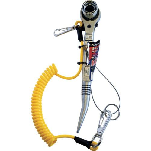 スーパー ( スーパーツール )　安全ロープ付４サイズラチェットレンチ（ショートタイプ）　イエロー ...