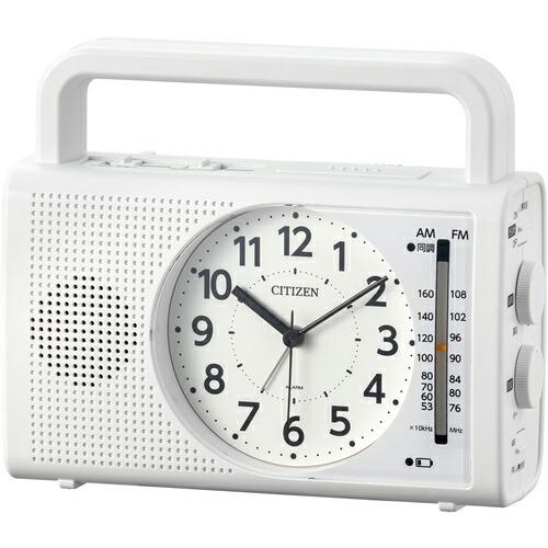 シチズン ( リズム )　防災クロック　ラジオ　充電　発電　ライト付き　スマホ対応　白 ( 4RQ0...