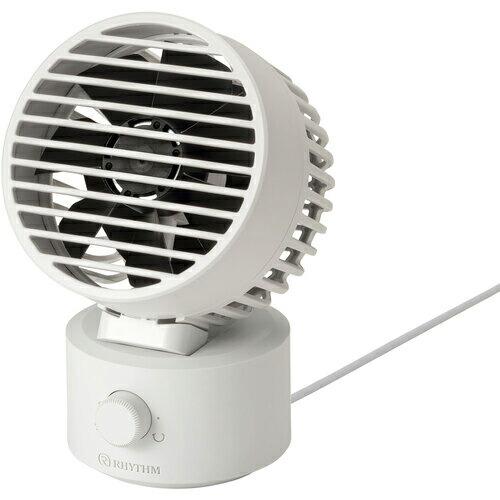 RHYTHM 卓上扇風機 静音 小型 USB給電式 自動首振り 強力 DCモーター 2重反転ファン ...