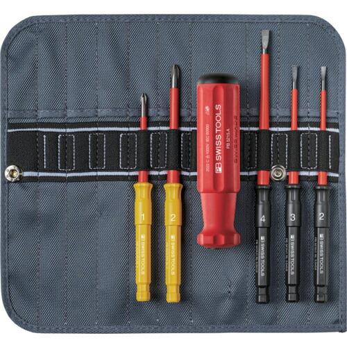 PBスイスツールズ 差替式絶縁ドライバーセット 5本組 ロールバック入り ( 5216SU )