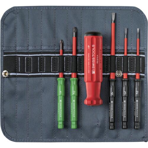 PBスイスツールズ 差替式絶縁ドライバーセット 5本組 ロールバック入り ( 5215SU )