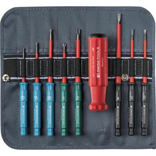 PBスイスツールズ 差替式絶縁ドライバーセット 8本組 ロールバック入り ( 5219SU )