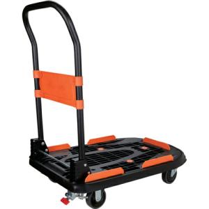 TRUSCO 樹脂台車 カルティオ(新型) 780X490 折畳 ブラック スチールストッパー付 ( MPK-780-BK-SS ) トラスコ中山(株)｜orangetool
