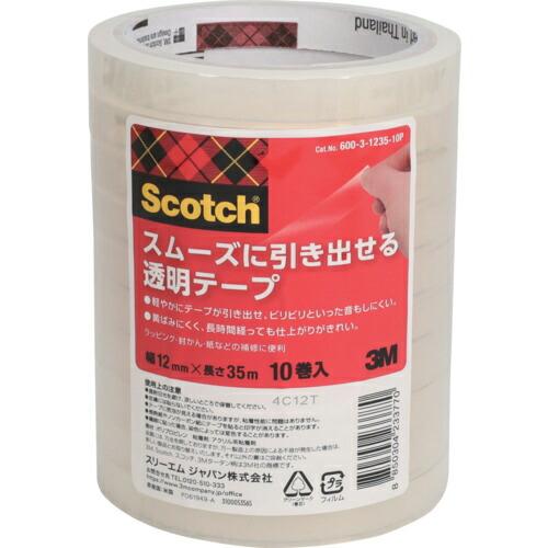 3M スコッチ(R) スムーズに引き出せる透明テープ 12mm x 35m ( 600-3-1235...