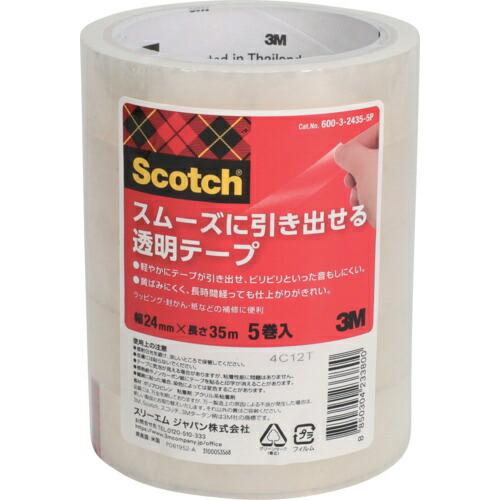 3M スコッチ(R) スムーズに引き出せる透明テープ 24mm x 35m ( 600-3-2435...