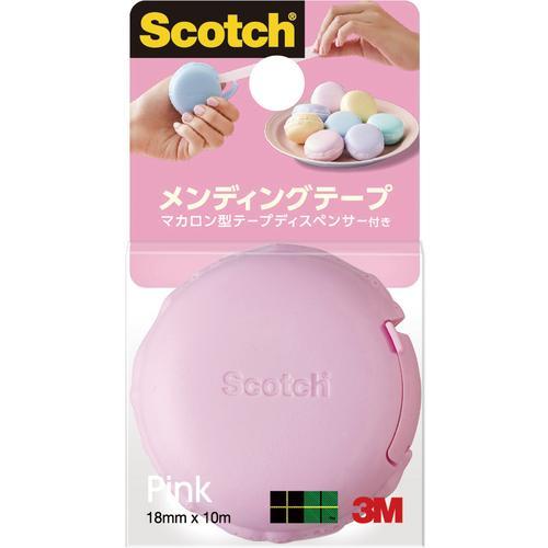 3M スコッチ メンディングテープ マカロン型テープディスペンサー付き 810 ピンク MCR-PK...