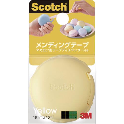 3M スコッチ メンディングテープ マカロン型テープディスペンサー付き 810 イエロー MCR-Y...