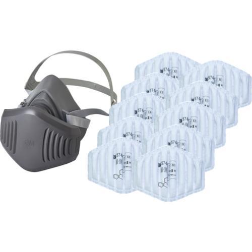 3M 取替え式防じんマスク 3000/5744J-RS2 + ろ過材 10枚セット M/Lサイズ (...