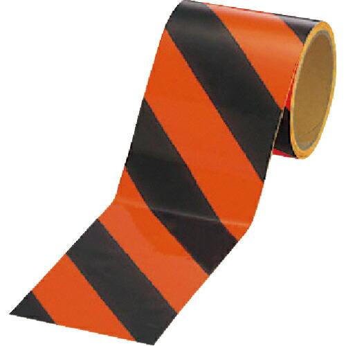 ユニット 蛍光トラテープ オレンジ/黒 蛍光フィルム 100mm幅×5m ( 374-10 ) ユニ...