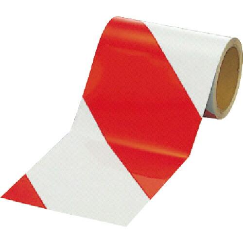 ユニット 反射トラテープ ポリエステル樹脂フィルム赤/白 150mm幅×10m ( 374-13 )...