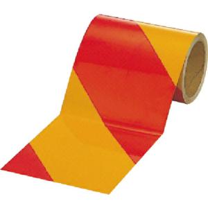ユニット 反射トラテープ赤/黄 ポリエステル樹脂フィルム 150mm幅×10m ( 374-19 ) ユニット(株)｜orangetool