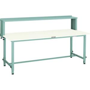 TRUSCO 軽荷重作業台高さ調節式(150kg)AEM型 900X600XH954~1254(全高) 上棚付 グリーン色 ( AEM-0960YURB ) トラスコ中山(株)｜orangetool