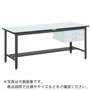 TRUSCO 中荷重作業台(500kg)AEW型 900X600XH740 2段引出付 ダークグレー色 ( AEWS-0960F2 (F-2NG ツキ) ) トラスコ中山(株)｜orangetool