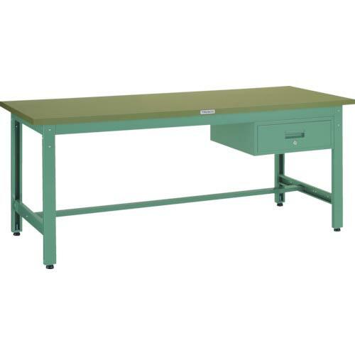 TRUSCO 中荷重作業台(800kg)GW型 1800X900XH740 1段引出付 グリーン色 ...